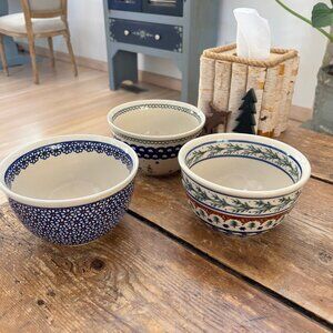 Polish Pottery Boleslawiec Large Bowls x 3